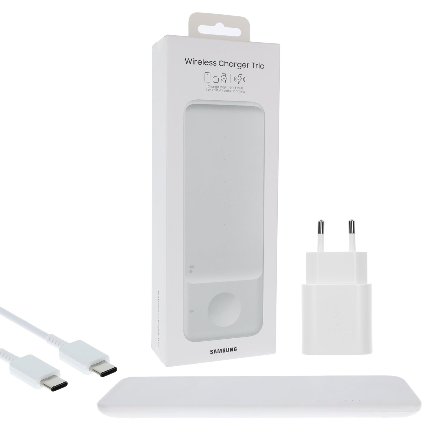 Samsung Wireless Charger Trio Charging Pad with AC Charger - White