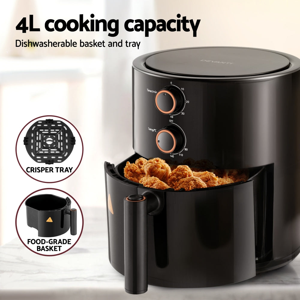 devanti-4l-air-fryer-knob-control-1500w www.mallsonline.com.au