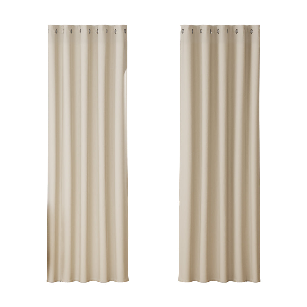artiss-2x-blockout-curtains-blackout-window-curtain-eyelet-180x213cm-beige at www.mallsonline.com.au