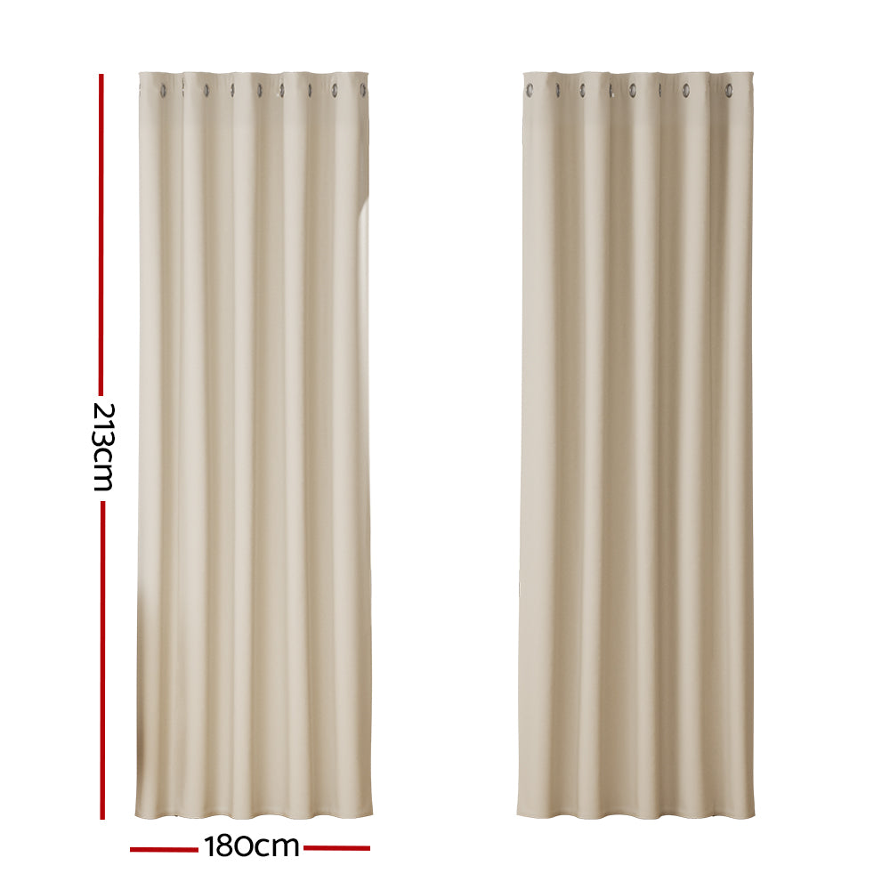 artiss-2x-blockout-curtains-blackout-window-curtain-eyelet-180x213cm-beige at www.mallsonline.com.au