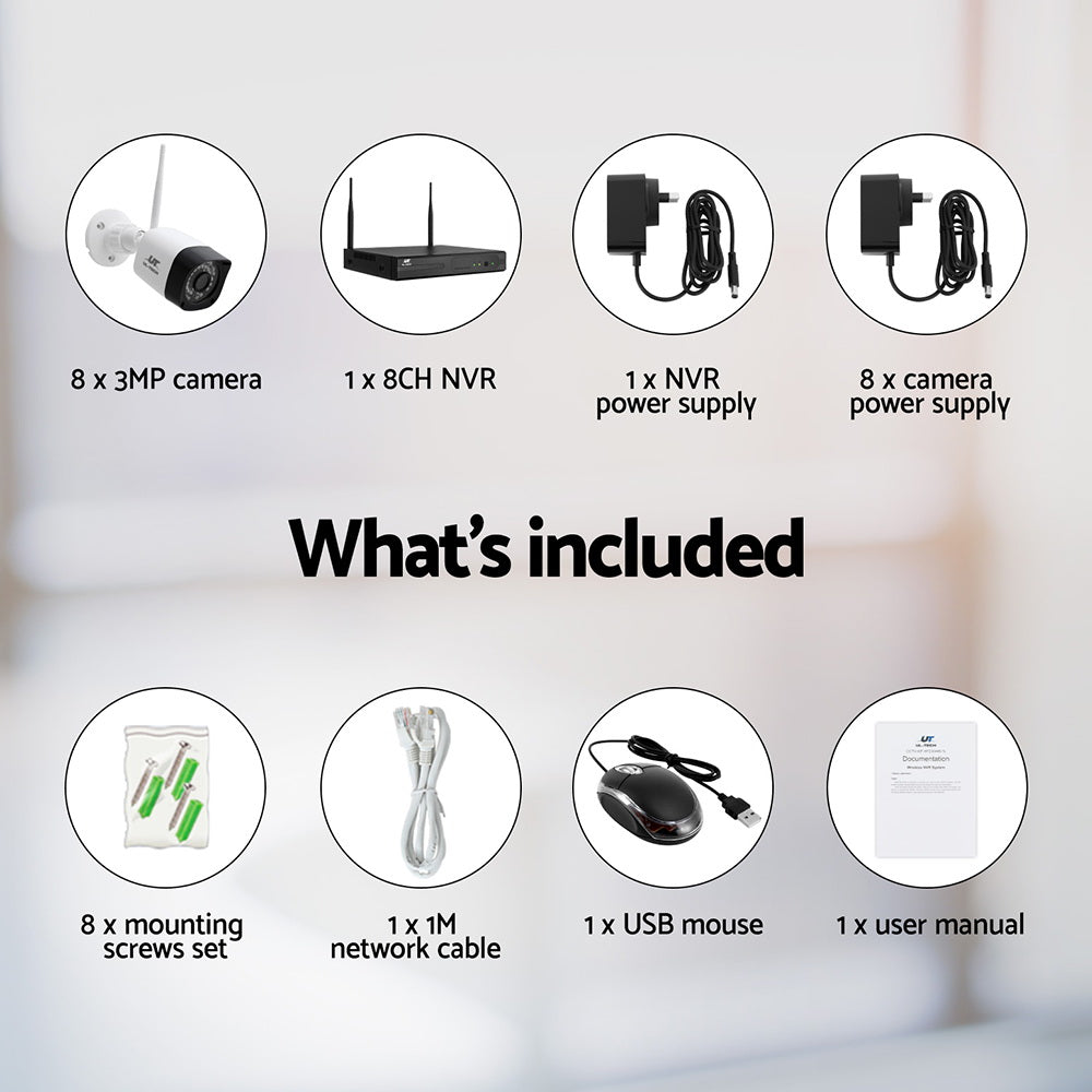 ul-tech-3mp-wireless-cctv-8ch-8-square-camera www.mallsonline.com.au