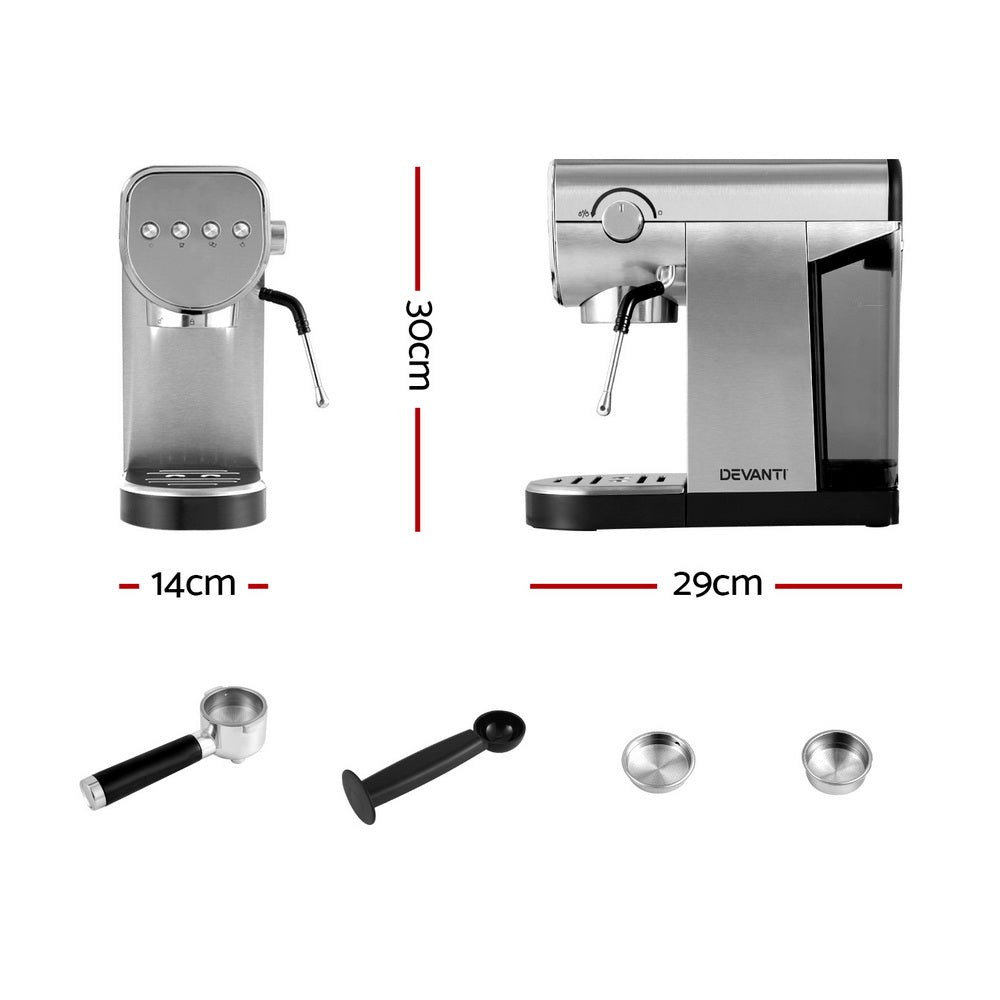 devanti-coffee-machine-espresso-maker-20-bar-milk-frother-cappuccino-latte-cafe-1 at www.mallsonline.com.au