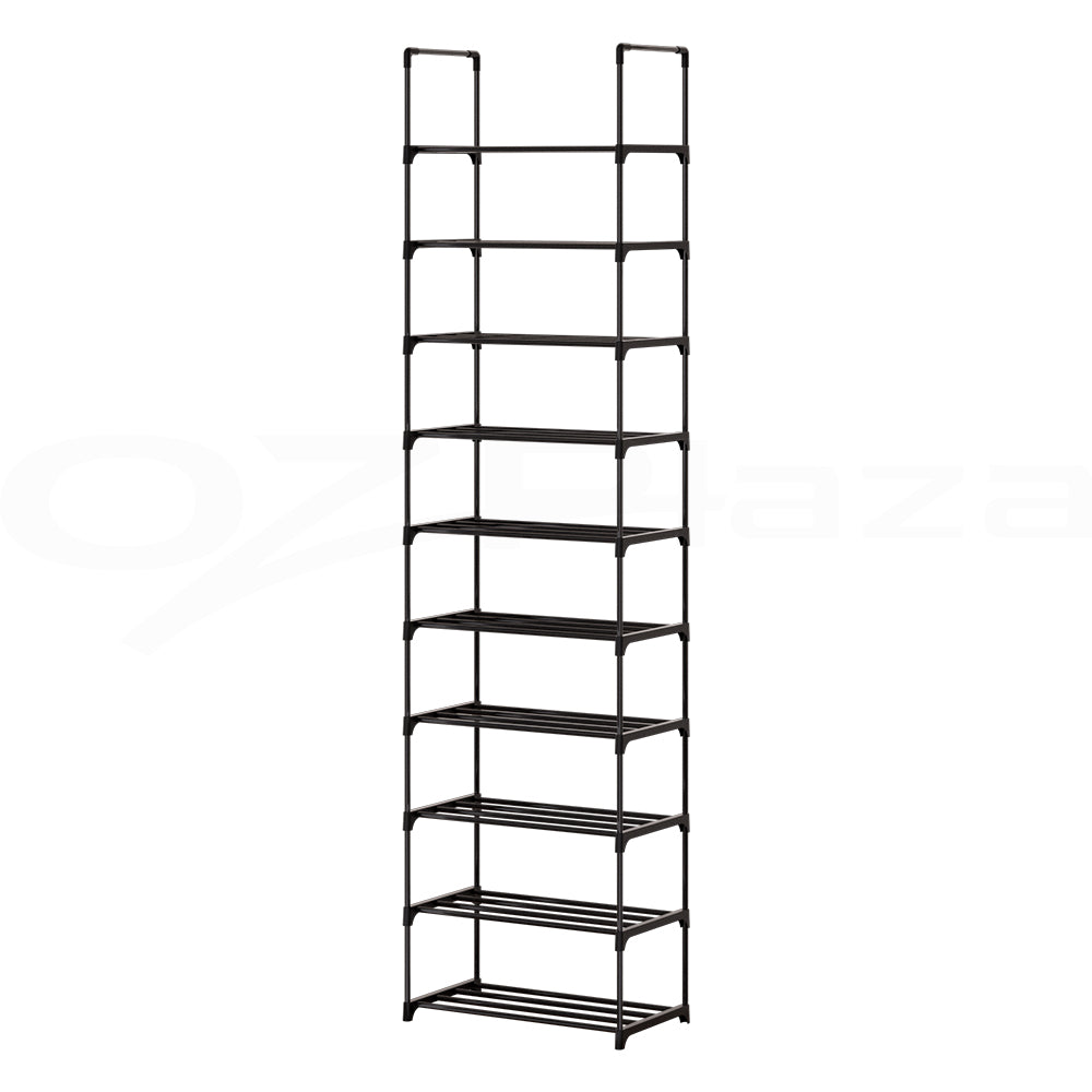 artiss-shoe-rack-diy-stackable-10-tier-black-dunn www.mallsonline.com.au