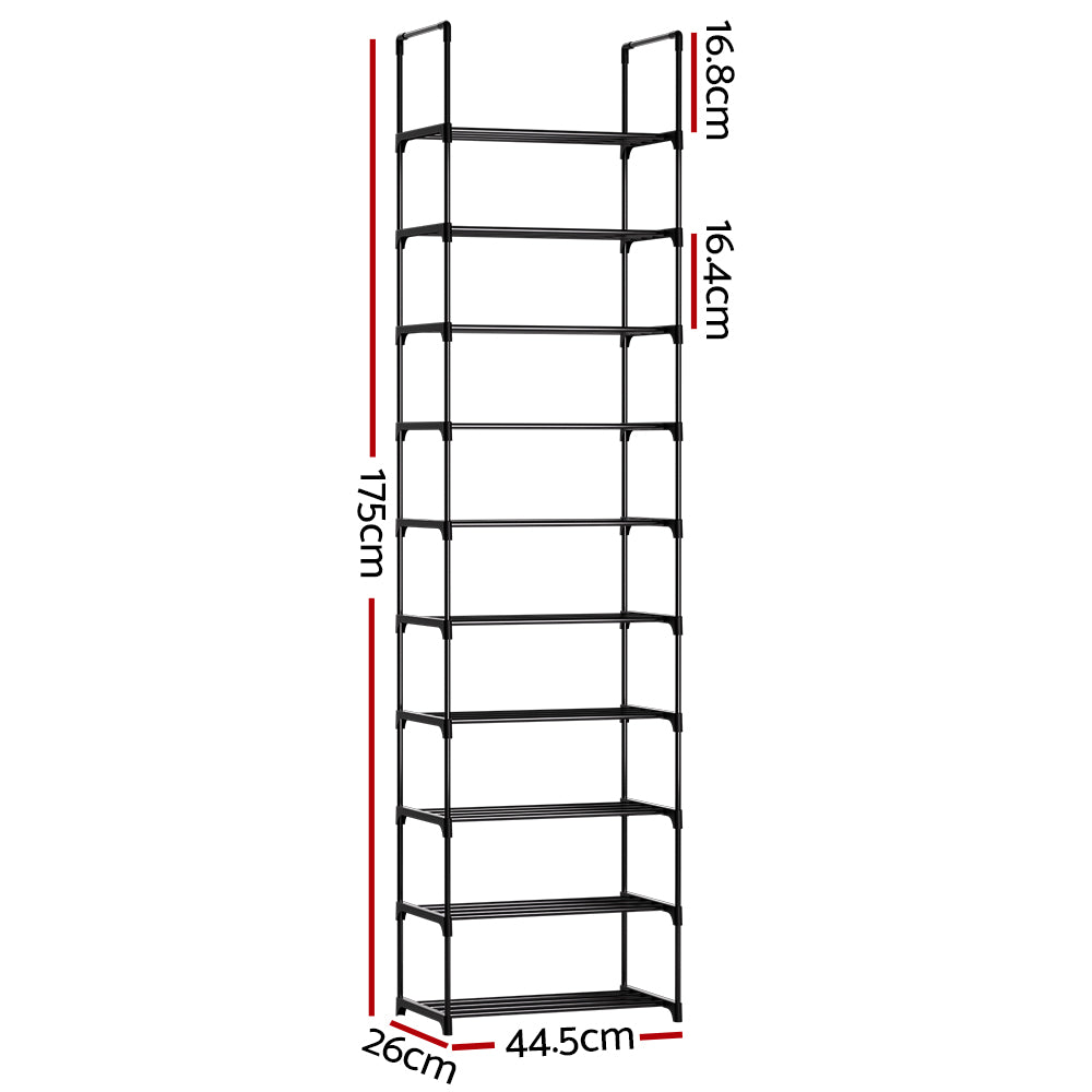 artiss-shoe-rack-diy-stackable-10-tier-black-dunn www.mallsonline.com.au