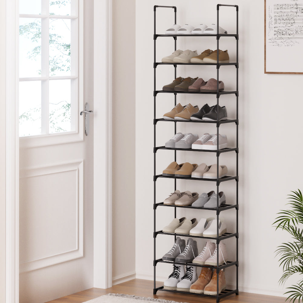 artiss-shoe-rack-diy-stackable-10-tier-black-dunn www.mallsonline.com.au