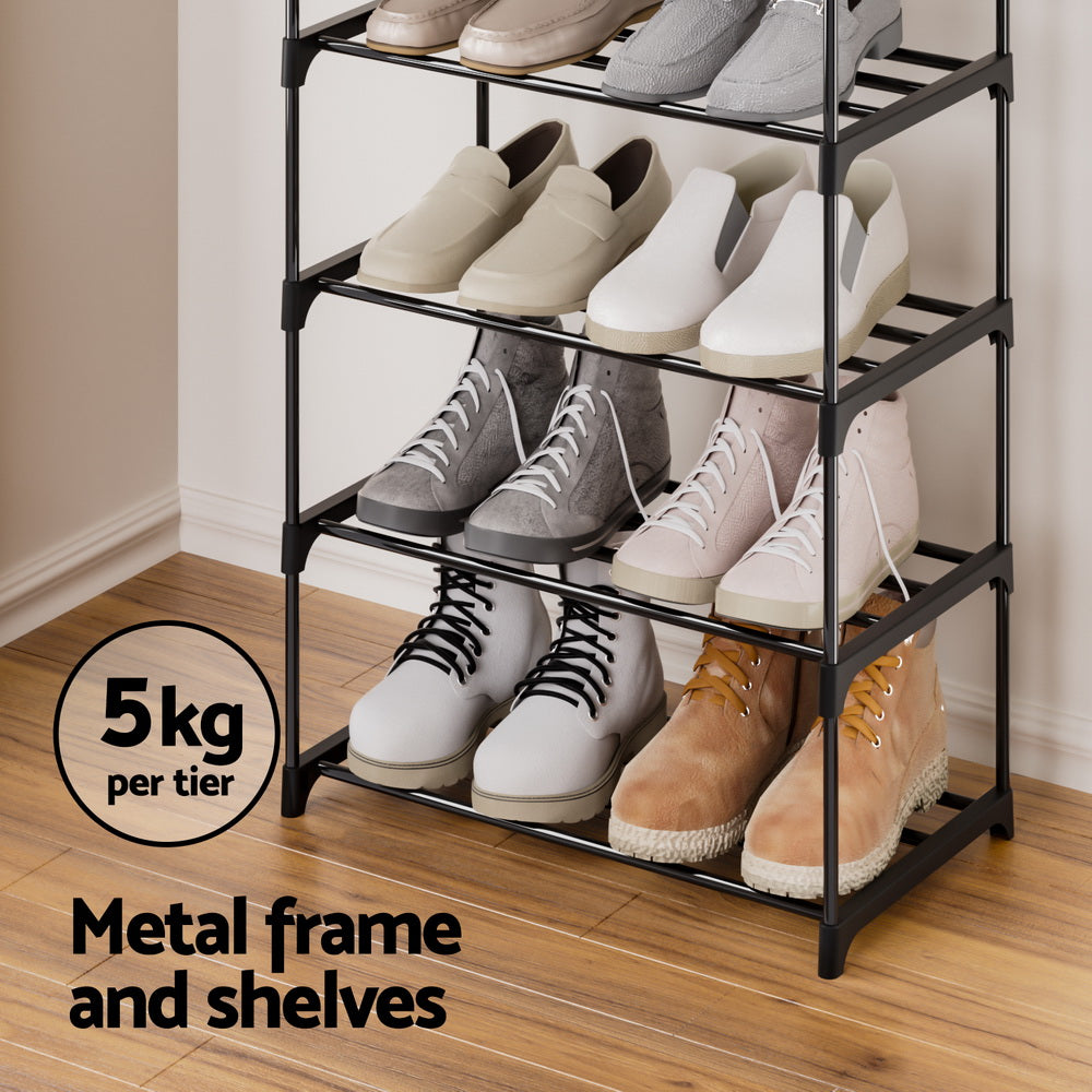 artiss-shoe-rack-diy-stackable-10-tier-black-dunn www.mallsonline.com.au