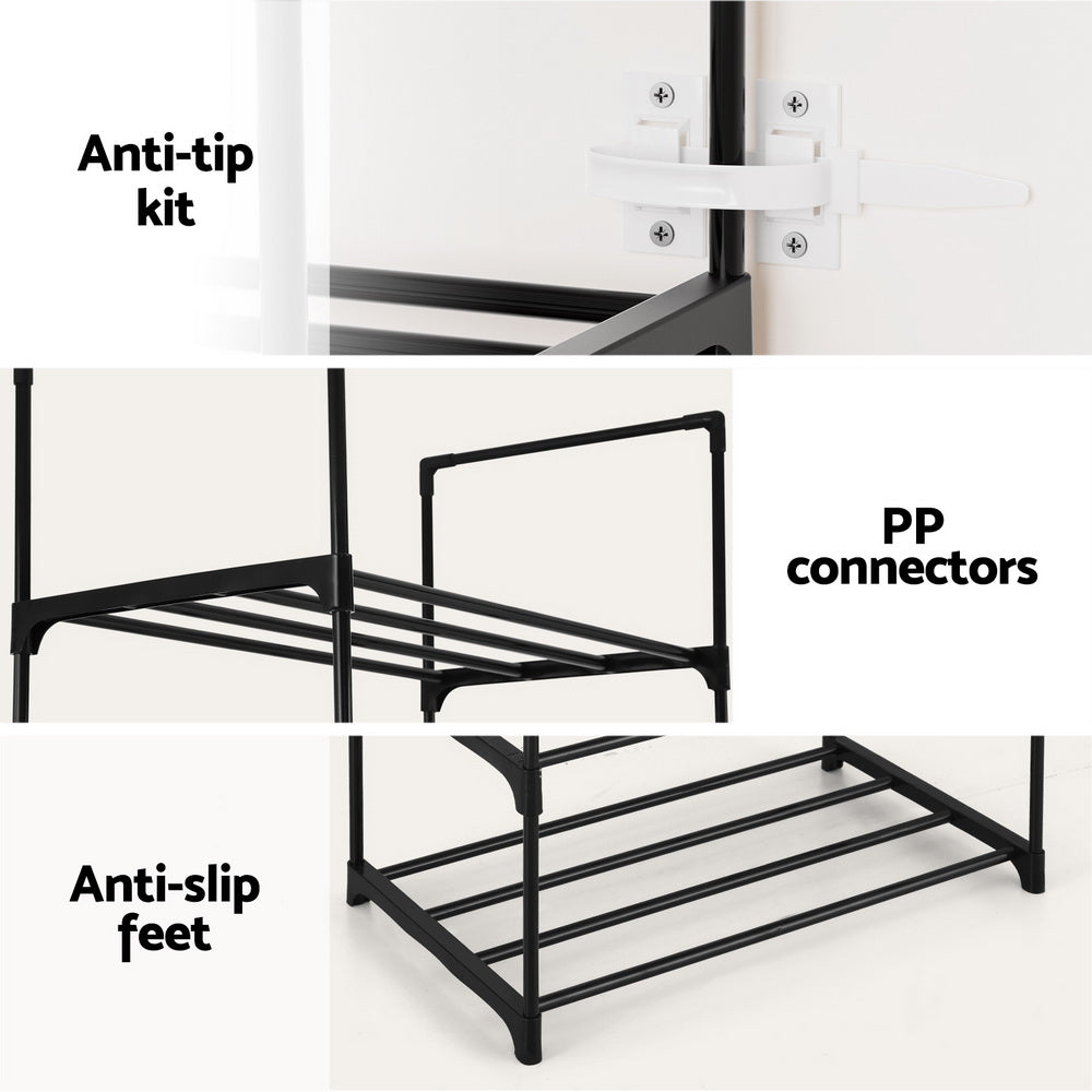 artiss-shoe-rack-diy-stackable-10-tier-black-dunn www.mallsonline.com.au
