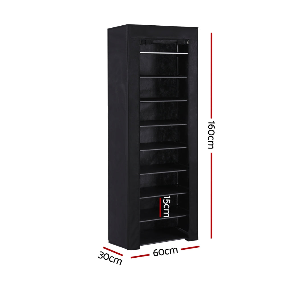 artiss-shoe-rack-cabinet-removable-cover-10-tier-black www.mallsonline.com.au