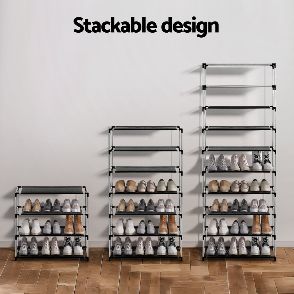 artiss-shoe-rack-cabinet-removable-cover-10-tier-black www.mallsonline.com.au