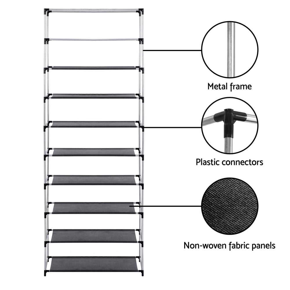 artiss-shoe-rack-cabinet-removable-cover-10-tier-black www.mallsonline.com.au