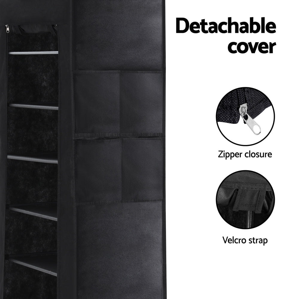 artiss-shoe-rack-cabinet-removable-cover-10-tier-black www.mallsonline.com.au