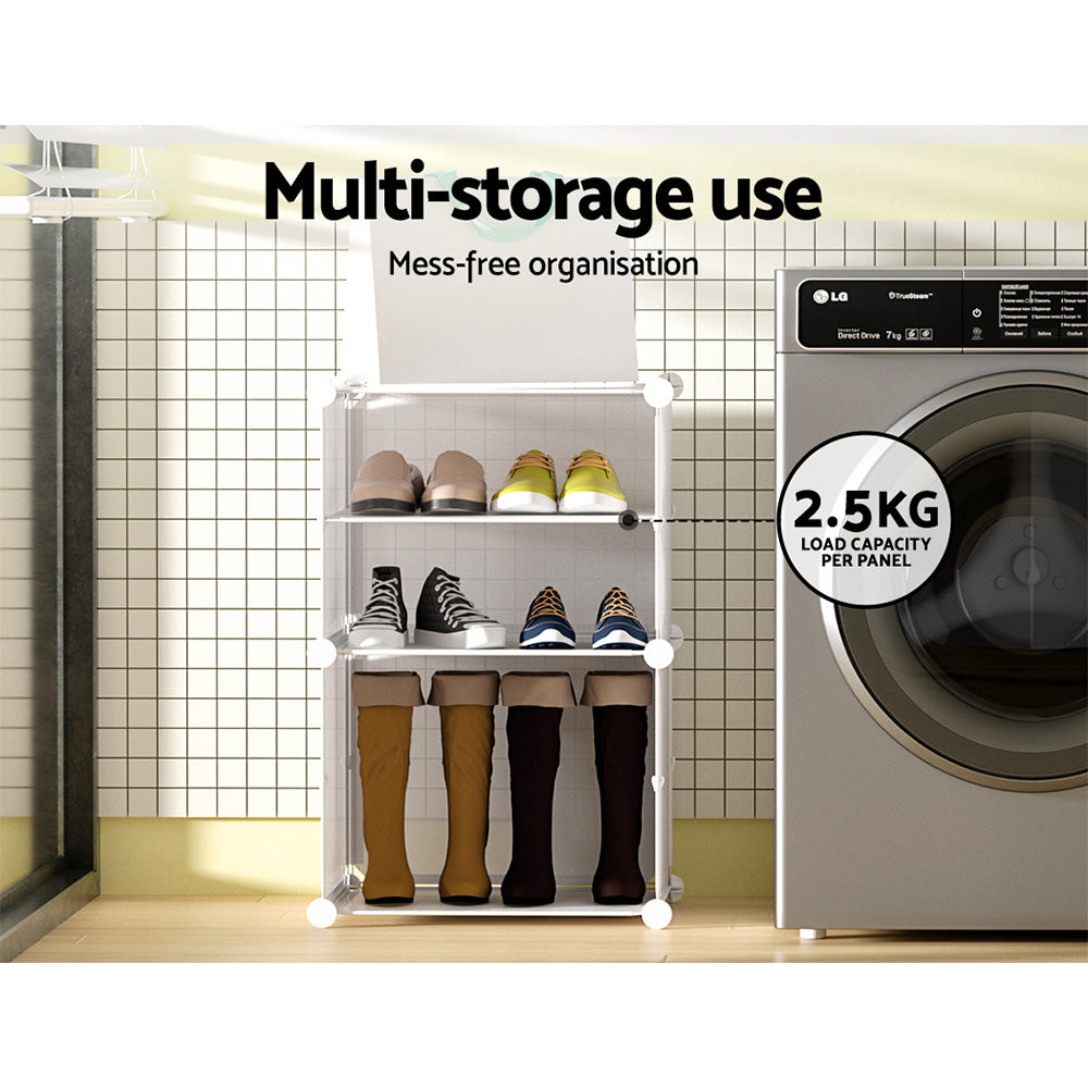 artiss-shoe-cabinet-diy-shoe-box-white-storage-cube-portable-organiser-stand www.mallsonline.com.au