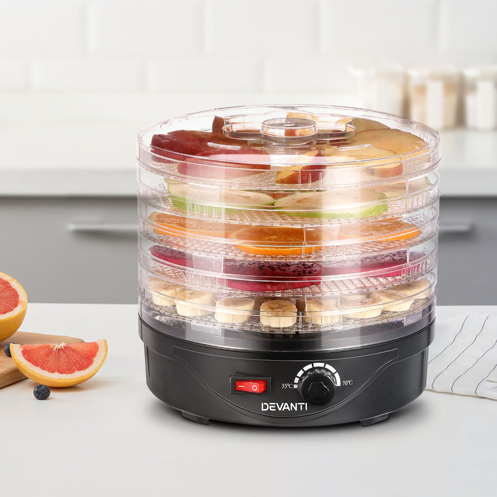 devanti-5-trays-food-dehydrator-fruit-dehydrators-pet-beef-jerky-dryer-black www.mallsonline.com.au
