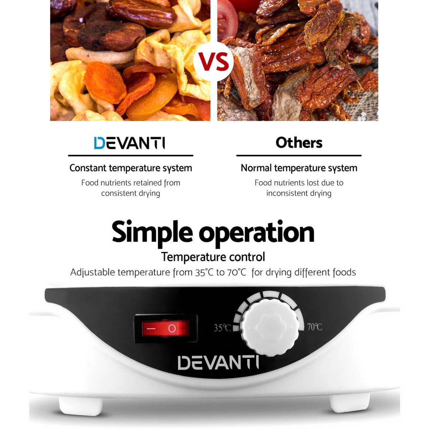 devanti-5-trays-food-dehydrator-fruit-dehydrators-pet-beef-jerky-dryer-white www.mallsonline.com.au