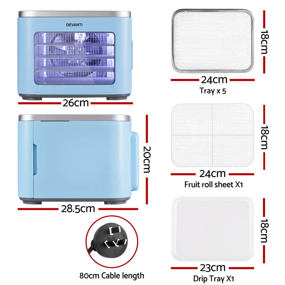 devanti-5-trays-food-dehydrator-mini-fruit-dryer-500w