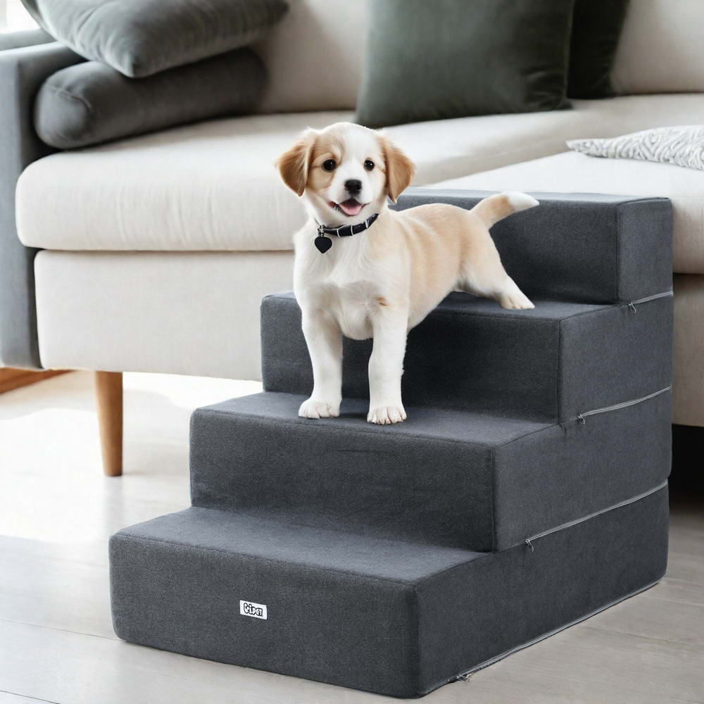i-pet-dog-ramp-foam-dog-cover-stairs-portable-cat-ladder-for-sofa-bed-4-steps www.mallsonline.com.au