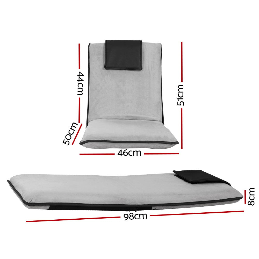 artiss floor lounge sofa bed couch recliner chair folding chair cushion grey