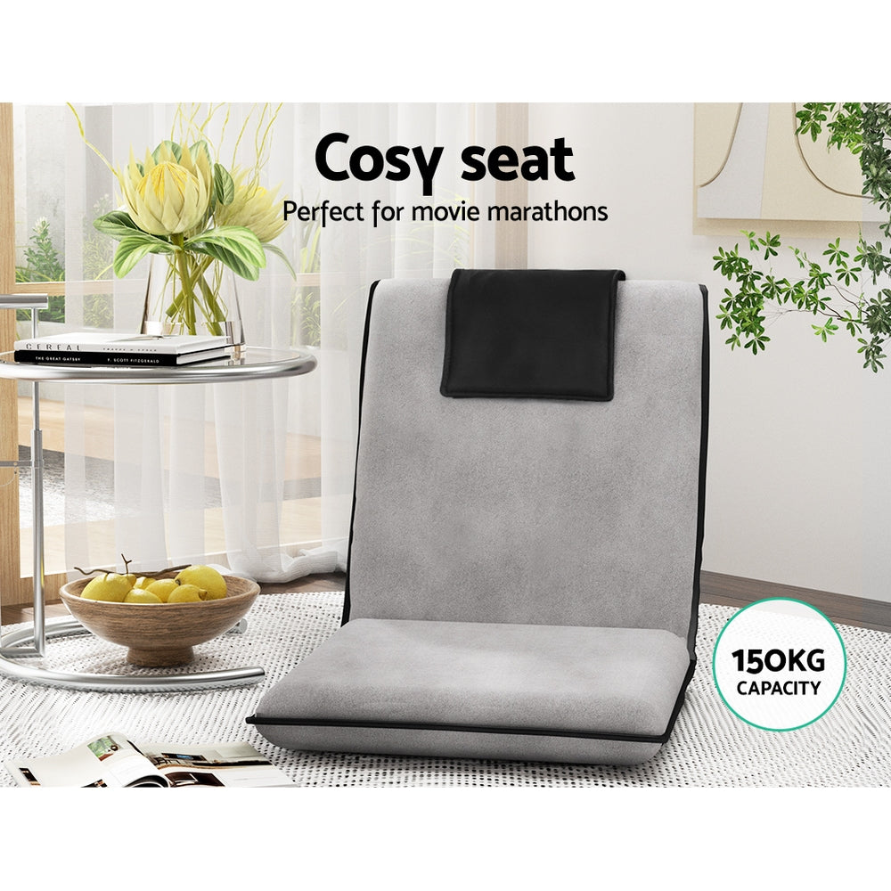 artiss floor lounge sofa bed couch recliner chair folding chair cushion grey