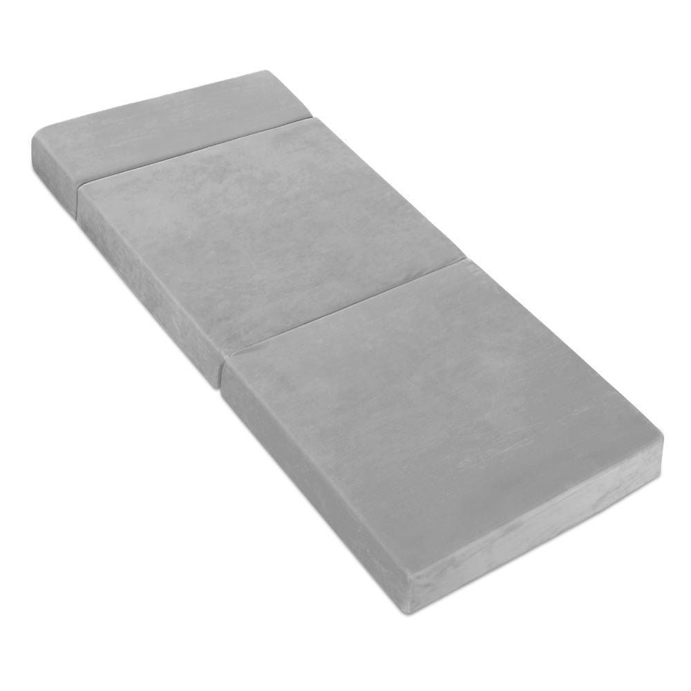 giselle-bedding-folding-foam-mattress-portable-sofa-bed-lounge-chair-velvet-light-grey at www.mallsonline.com.au