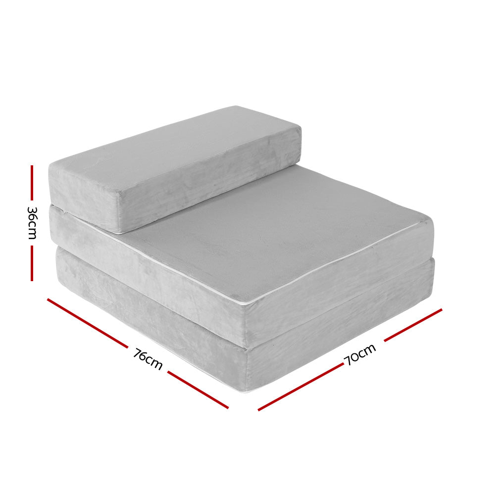giselle-bedding-folding-foam-mattress-portable-sofa-bed-lounge-chair-velvet-light-grey at www.mallsonline.com.au