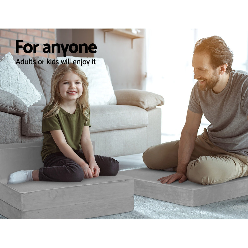 giselle-bedding-folding-foam-mattress-portable-sofa-bed-lounge-chair-velvet-light-grey at www.mallsonline.com.au
