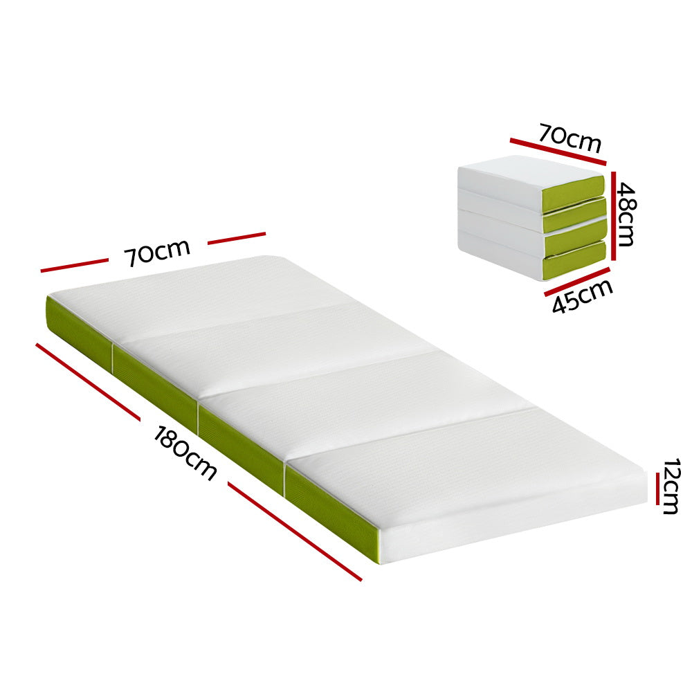giselle-bedding-foldable-mattress-4-fold-folding-bed-mat-camping-single-green at www.mallsonline.com.au