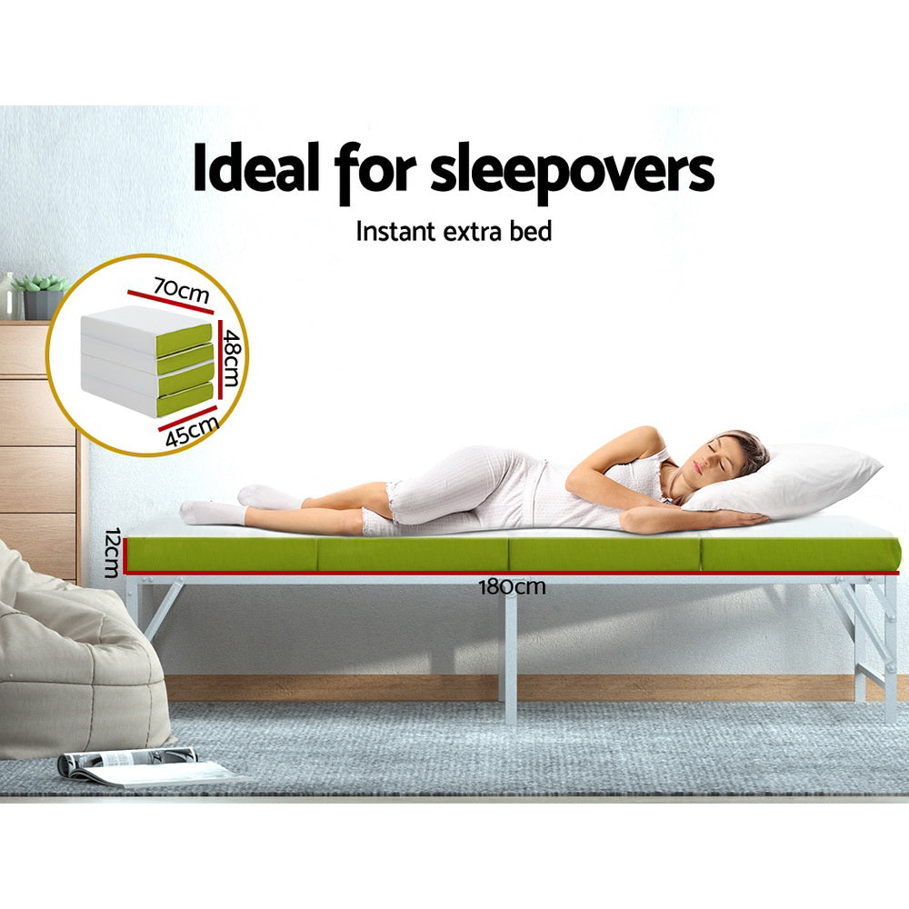 giselle-bedding-foldable-mattress-4-fold-folding-bed-mat-camping-single-green at www.mallsonline.com.au