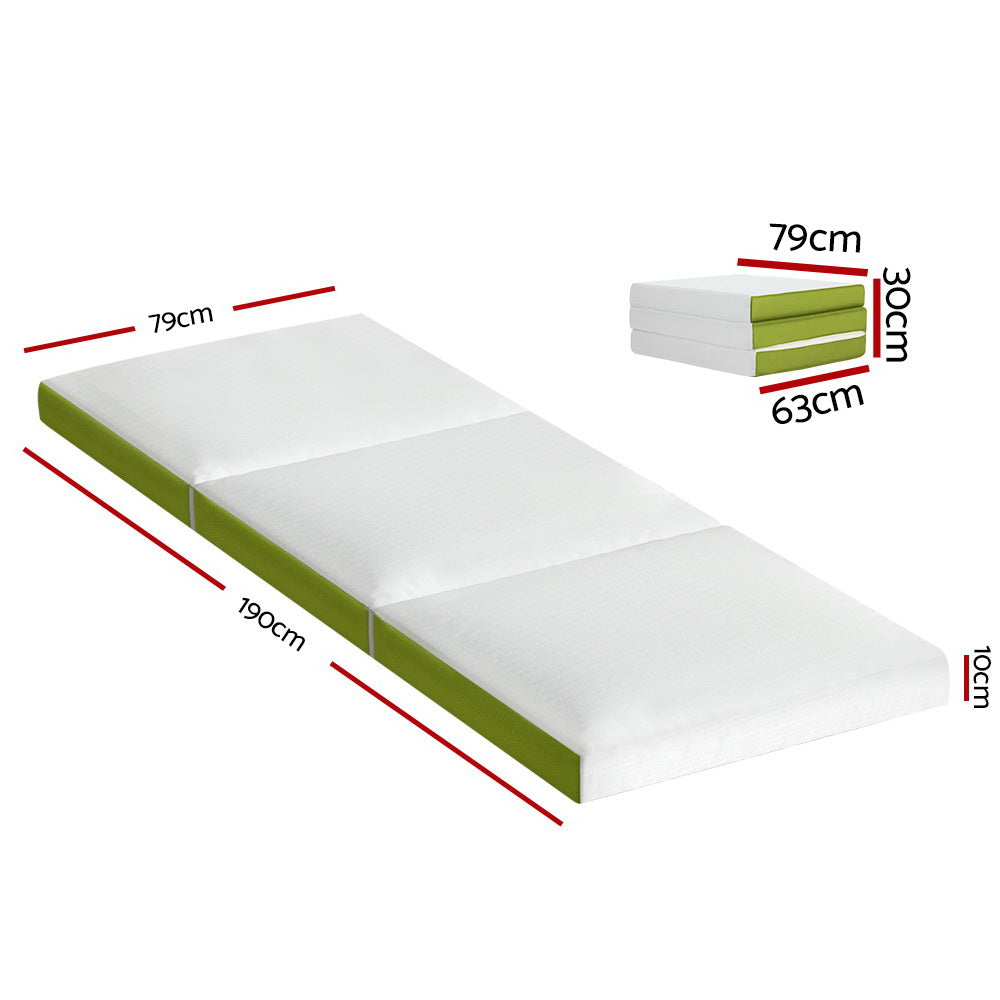 giselle-bedding-foldable-mattress-folding-bed-mat-camping-trifold-single-green at www.mallsonline.com.au