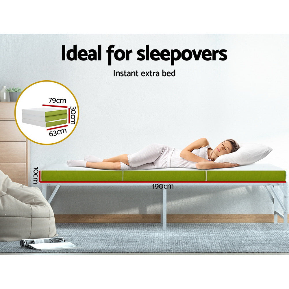 giselle-bedding-foldable-mattress-folding-bed-mat-camping-trifold-single-green at www.mallsonline.com.au