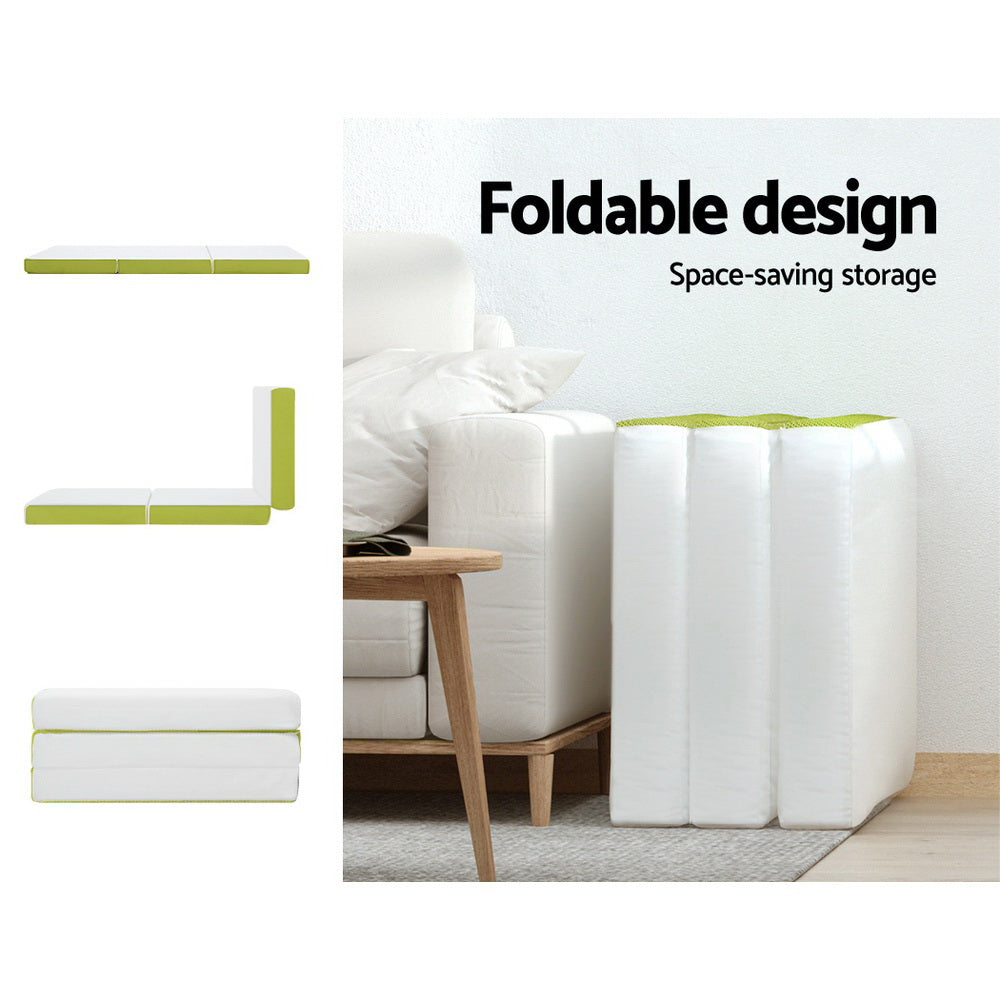 giselle-bedding-foldable-mattress-folding-bed-mat-camping-trifold-single-green at www.mallsonline.com.au