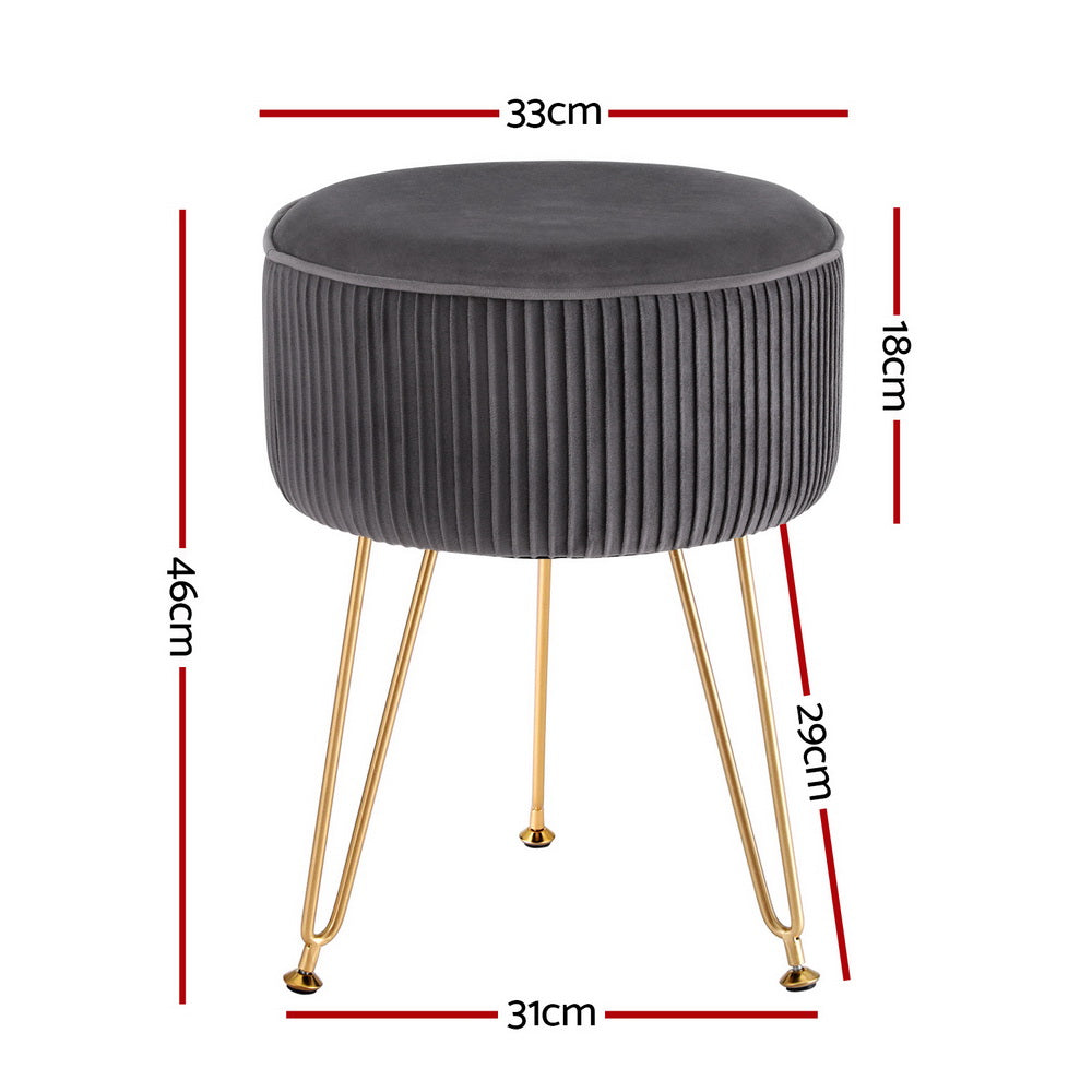 artiss-ottoman-foot-stool-velvet-stripe-round-grey www.mallsonline.com.au