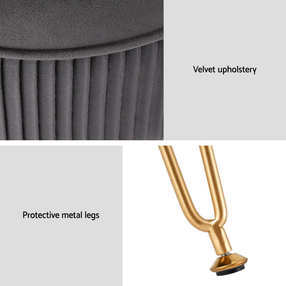 artiss-ottoman-foot-stool-velvet-stripe-round-grey www.mallsonline.com.au