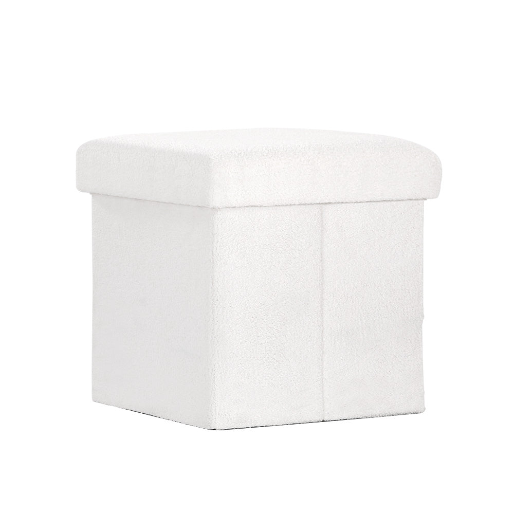 artiss-square-foot-stool-teddy-fabric-storage-ottoman-footrest-padded-seat-white www.mallsonline.com.au