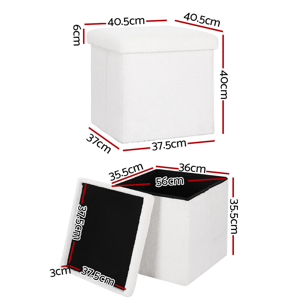 artiss-square-foot-stool-teddy-fabric-storage-ottoman-footrest-padded-seat-white www.mallsonline.com.au