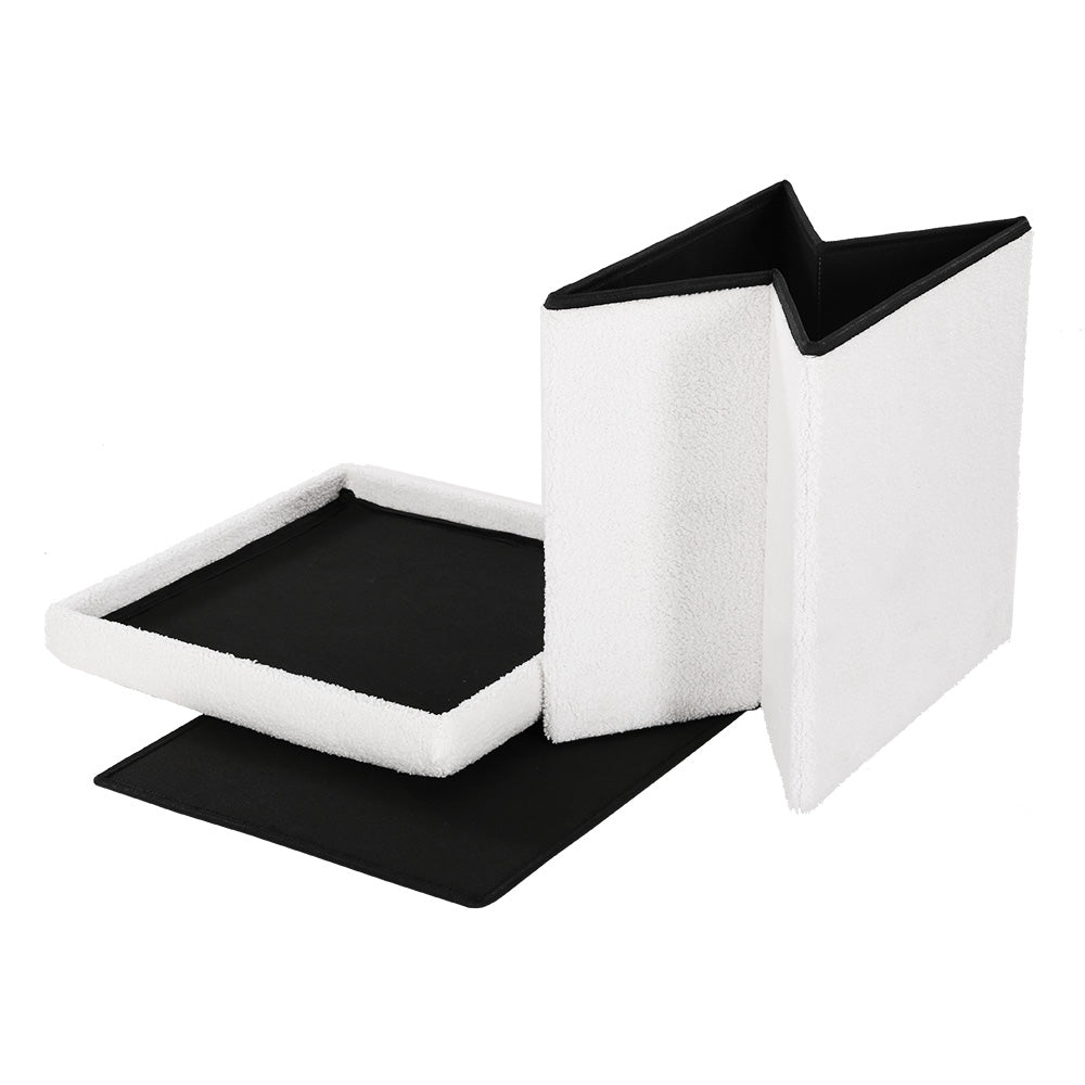 artiss-square-foot-stool-teddy-fabric-storage-ottoman-footrest-padded-seat-white www.mallsonline.com.au