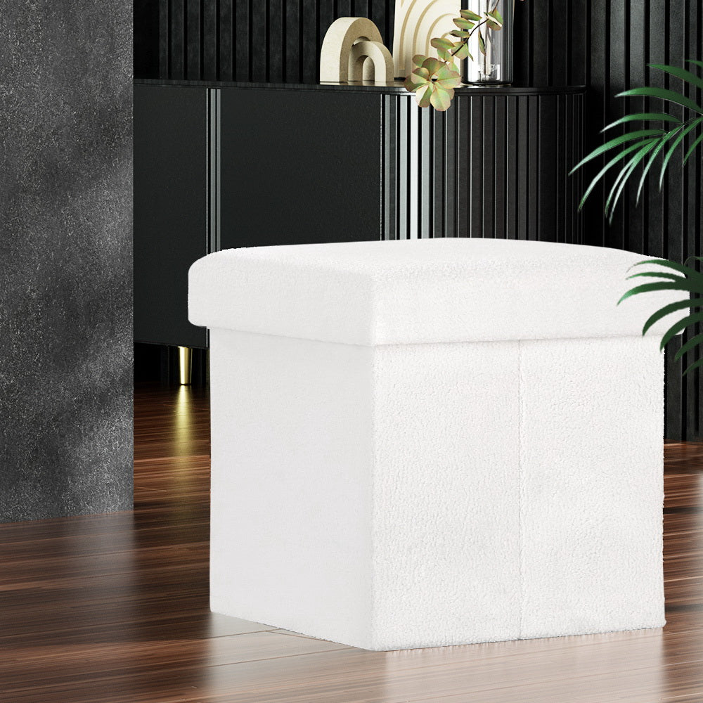 artiss-square-foot-stool-teddy-fabric-storage-ottoman-footrest-padded-seat-white www.mallsonline.com.au