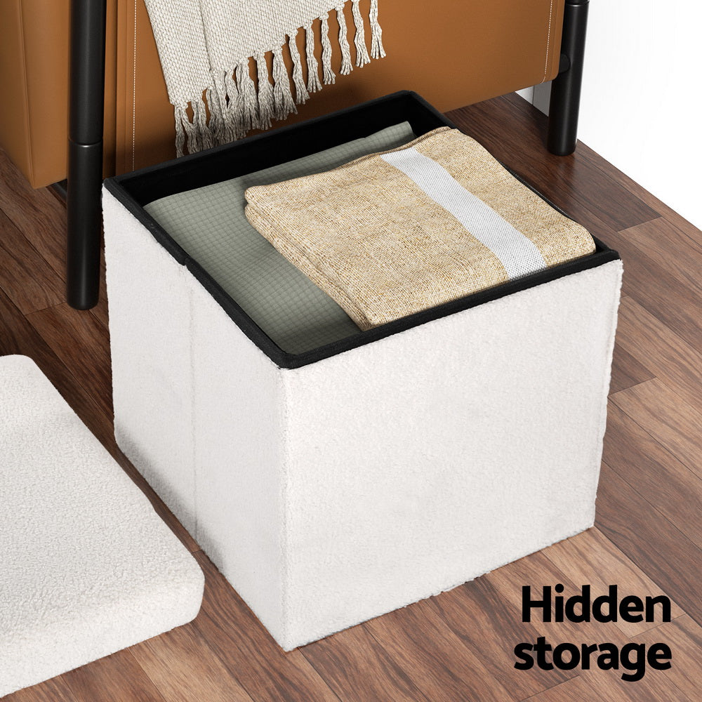 artiss-square-foot-stool-teddy-fabric-storage-ottoman-footrest-padded-seat-white www.mallsonline.com.au