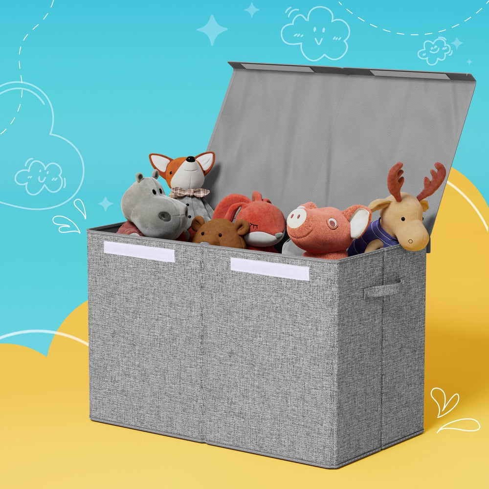 keezi-large-toy-box-chest-storage-with-flip-top-lid-foldable-organizer-bins-grey www.mallsonline.com.au
