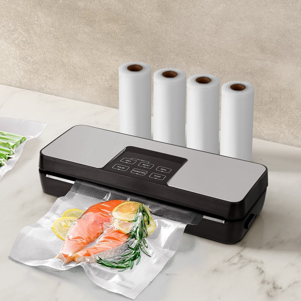 devanti-food-vacuum-sealer-machine-auto-seal-cutter-5-modes-storage-bags-4-rolls at www.mallsonline.com.au
