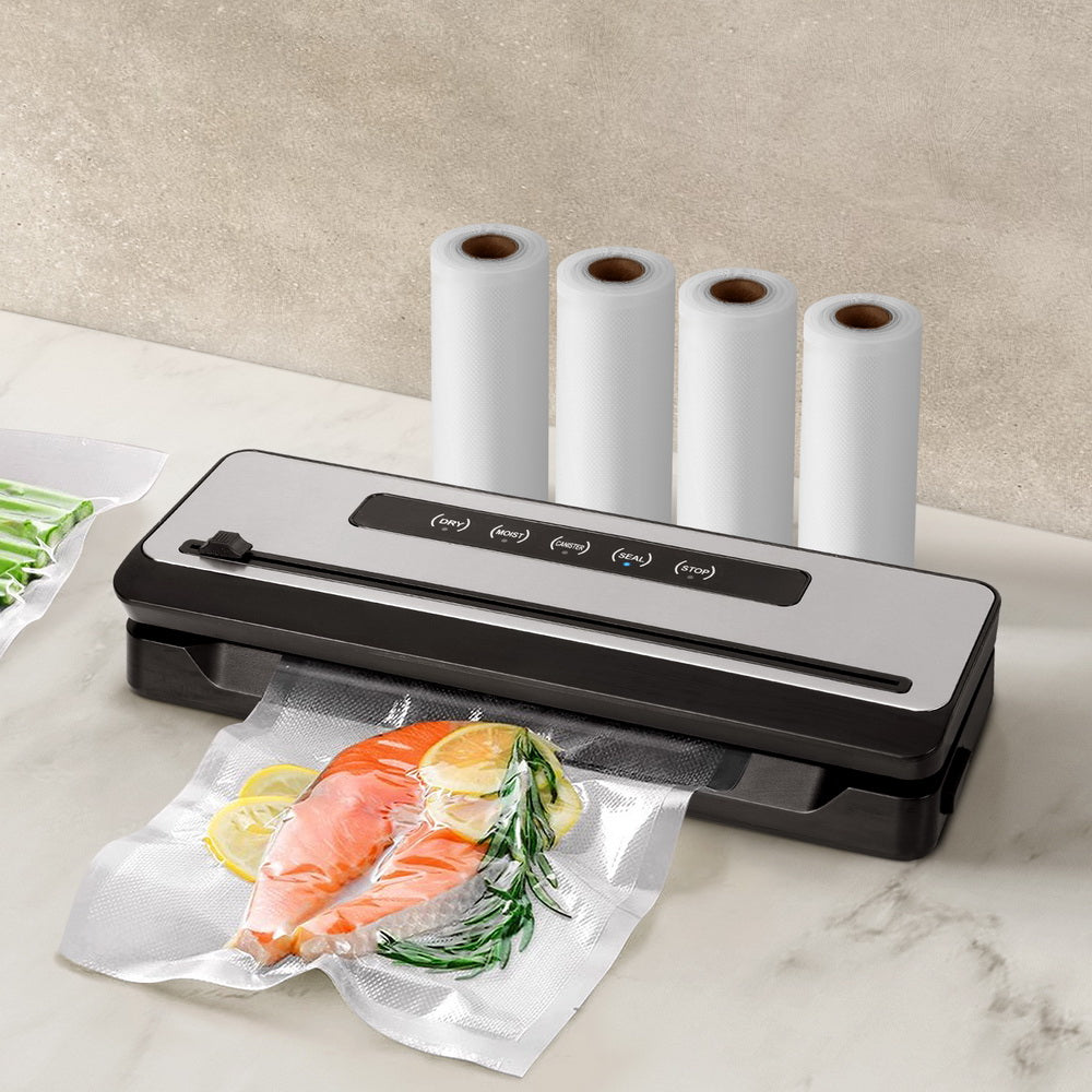 devanti-food-vacuum-sealer-machine-sealing-cutter-5-modes-storage-bags-4-rolls at www.mallsonline.com.au