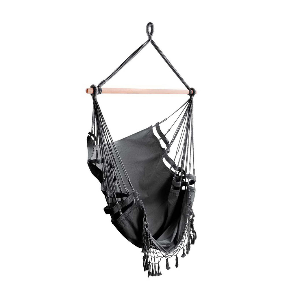 gardeon-hanging-hammock-chair-outdoor-swing-hammocks-tassel-grey www.mallsonline.com.au