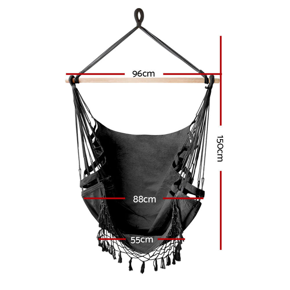 gardeon-hanging-hammock-chair-outdoor-swing-hammocks-tassel-grey at www.mallsonline.com.au