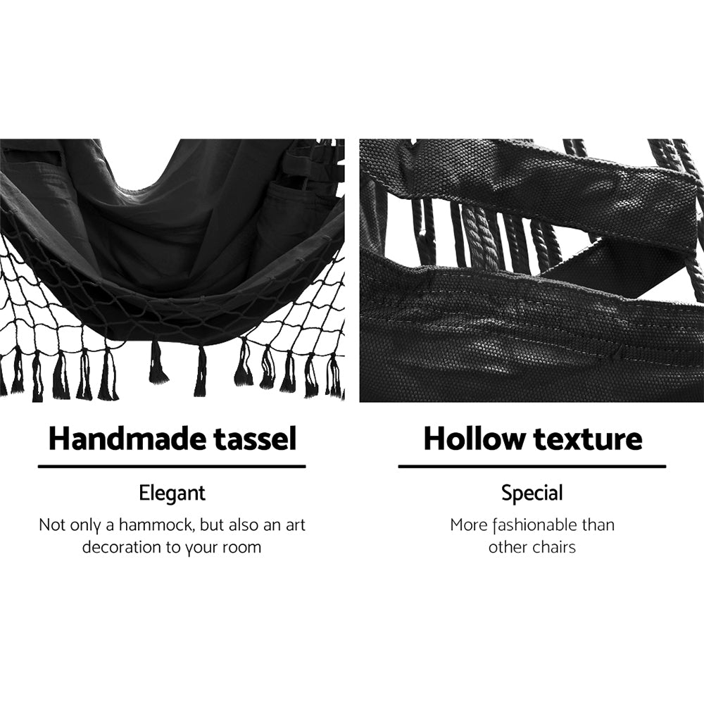 gardeon-hanging-hammock-chair-outdoor-swing-hammocks-tassel-grey at www.mallsonline.com.au
