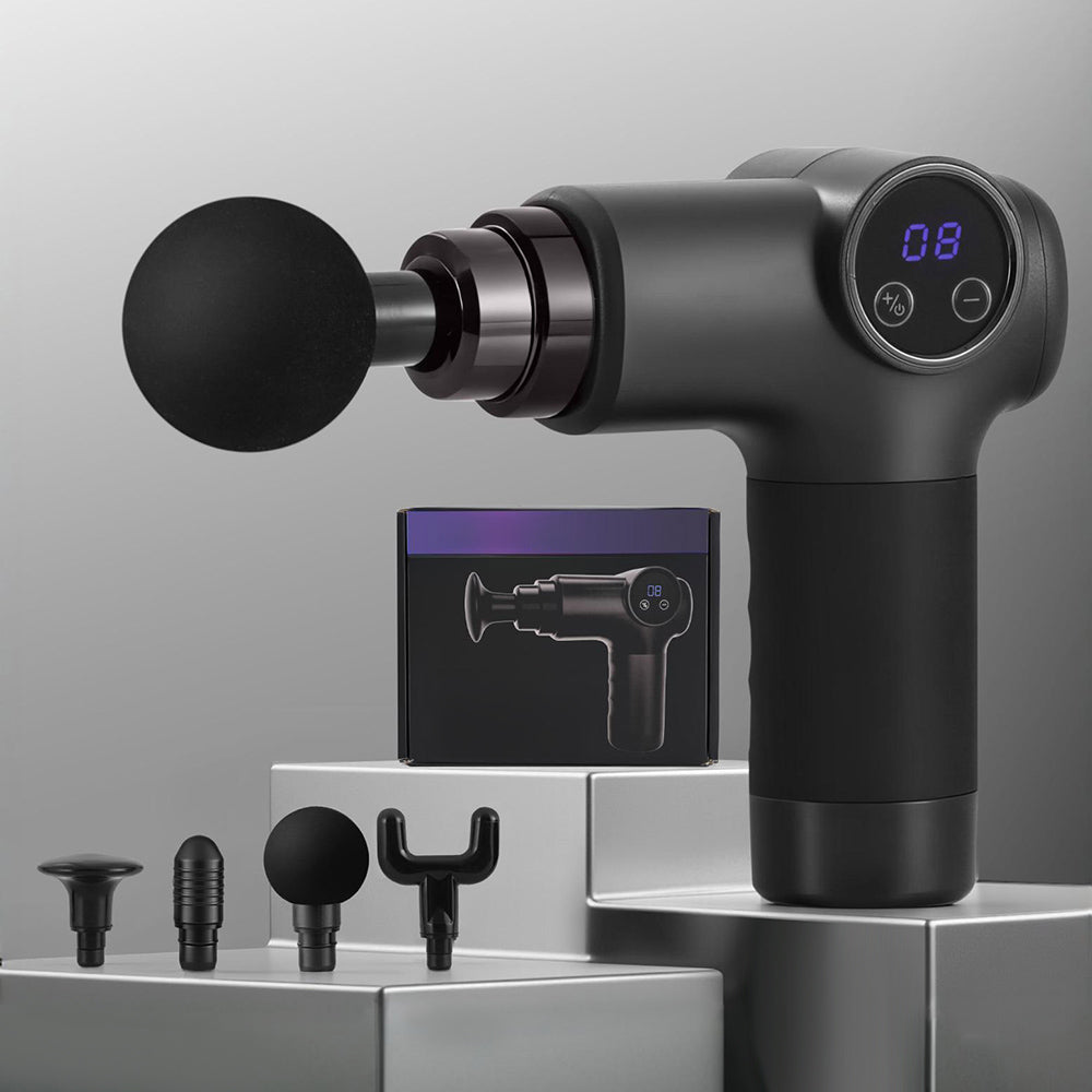 Everfit Massage Gun 8 Speed 4 Heads Vibration Muscle Massager Chargeable Black
