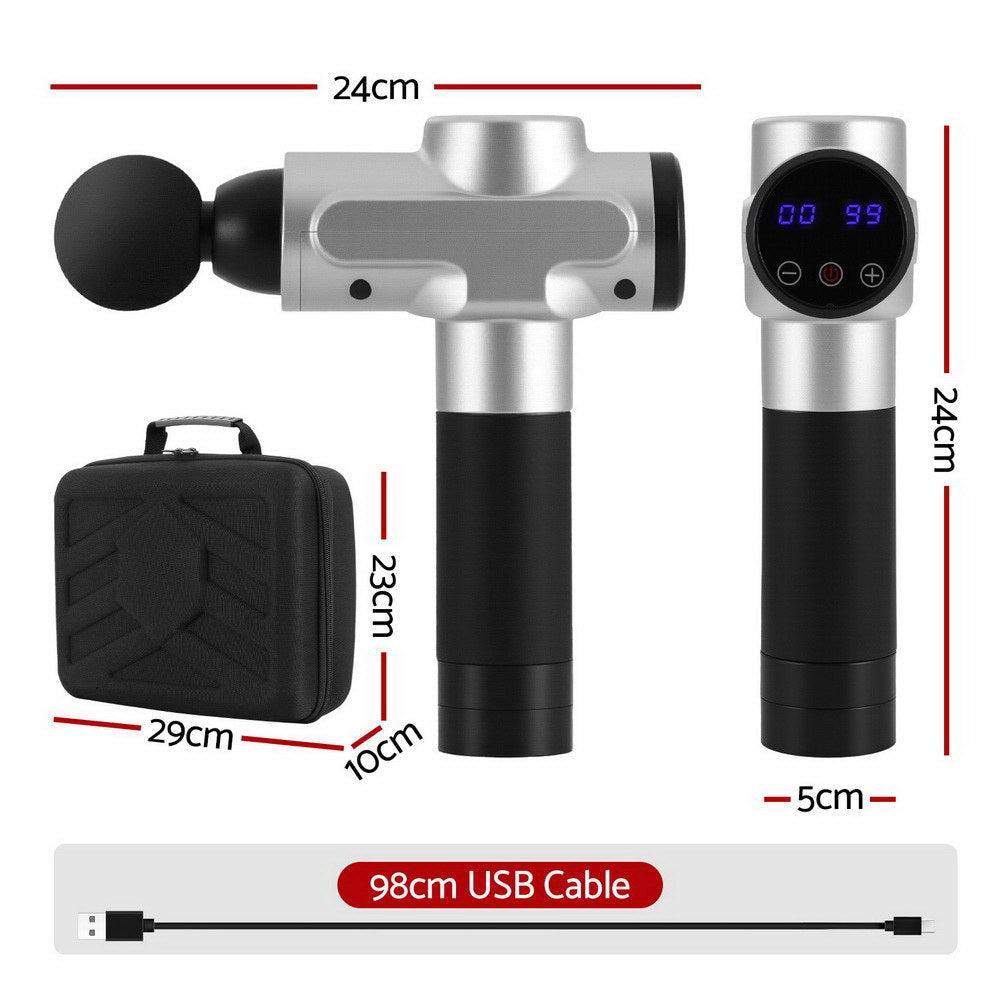 everfit-massage-gun-30-speed-6-heads-vibration-muscle-massager-chargeable-silver www.mallsonline.com.au