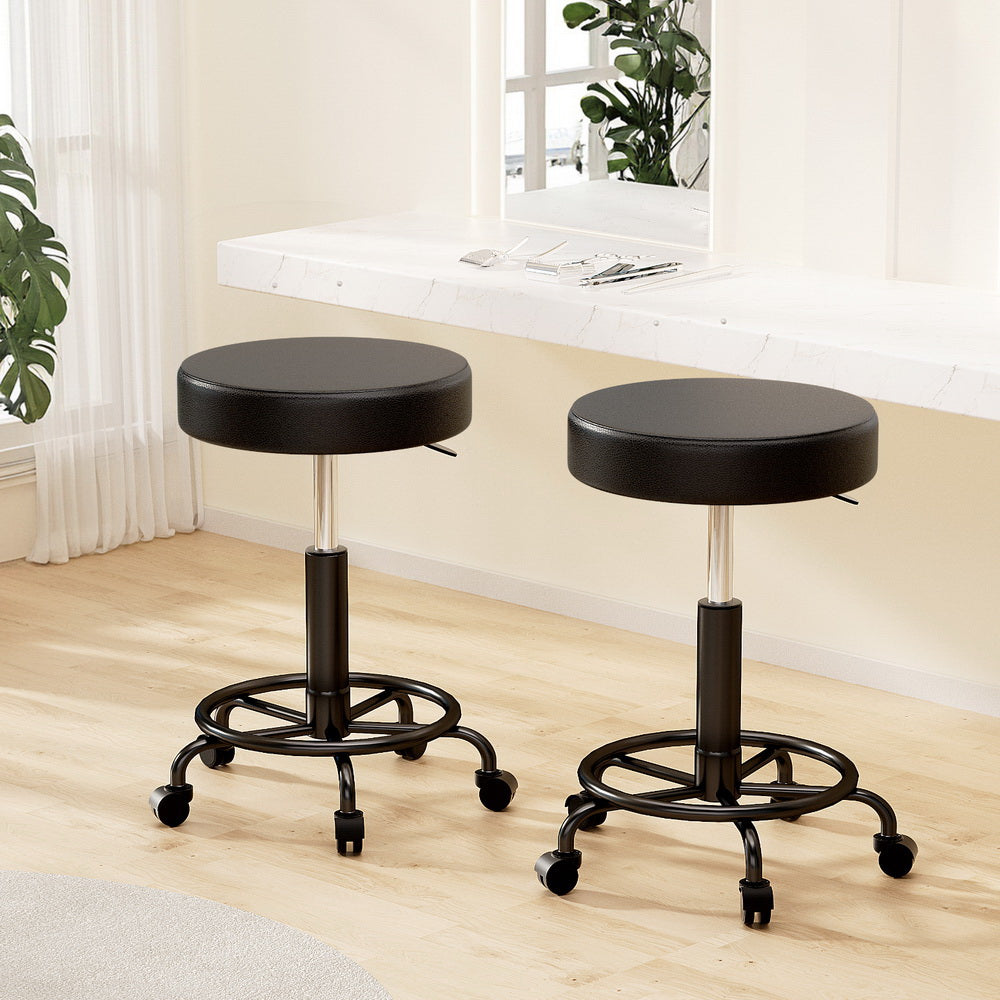 Artiss 2 x Salon Stool Round Swivel Chair