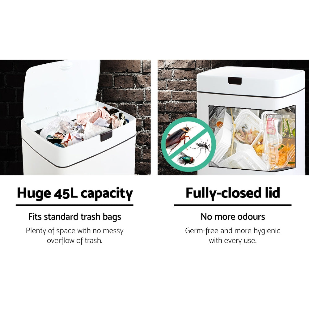 devanti-45l-sensor-bin-white at www.mallsonline.com.au