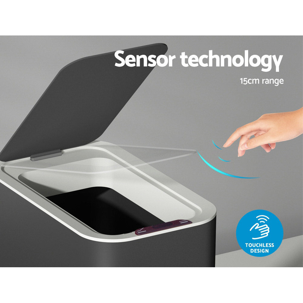 devanti-motion-sensor-bin-automatic-rubbish-bins-waste-trash-can-ash-black-9l at www.mallsonline.com.au
