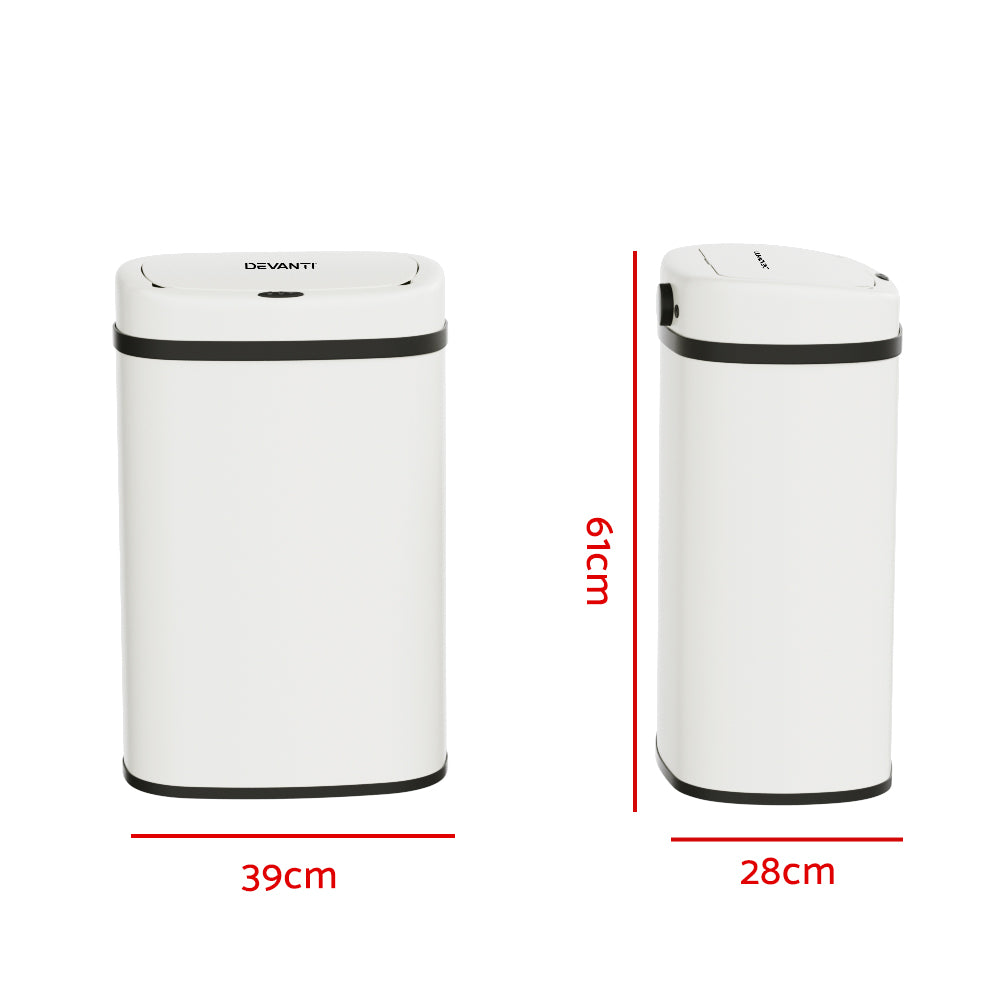 devanti-sensor-bin-motion-rubbish-trash-can-automatic-touch-free-kitchen-white www.mallsonline.com.au