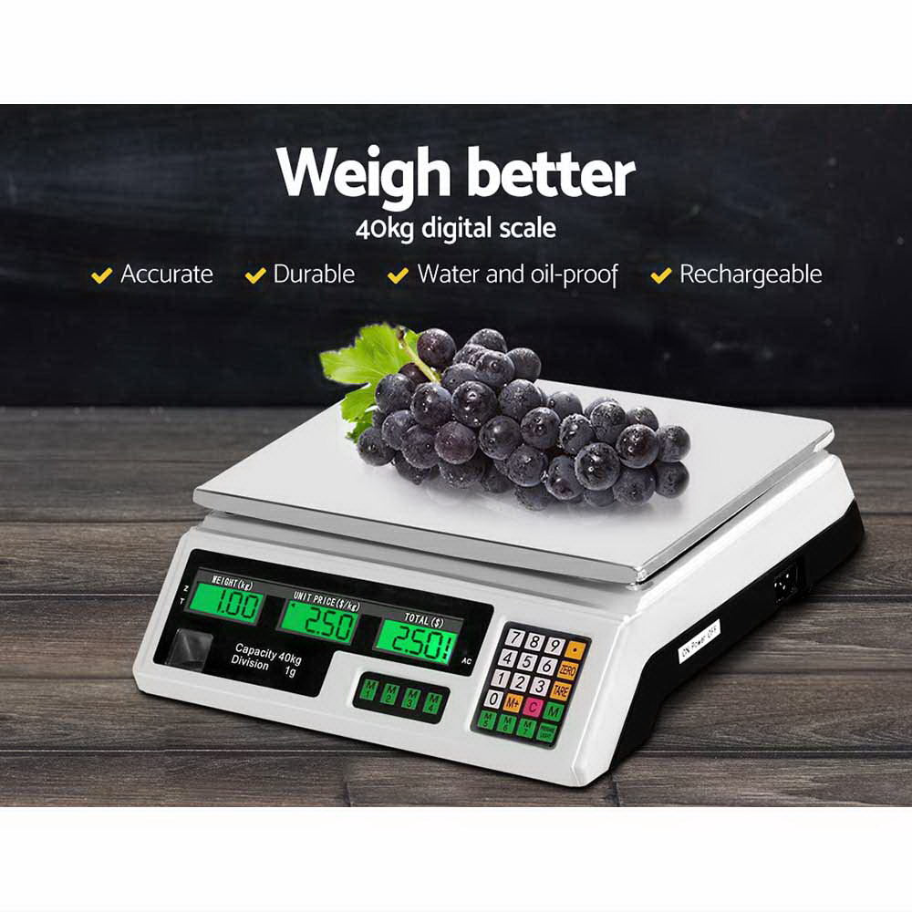 emajin-scales-digital-accurate-40kg-weighing-kitchen-scales-platform-scales-lcd-white at www.mallsonline.com.au